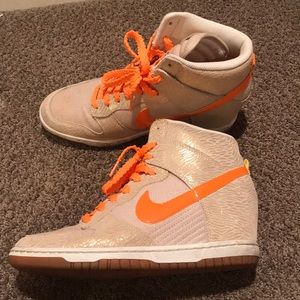 Nike sneaker wedges- orange and tan